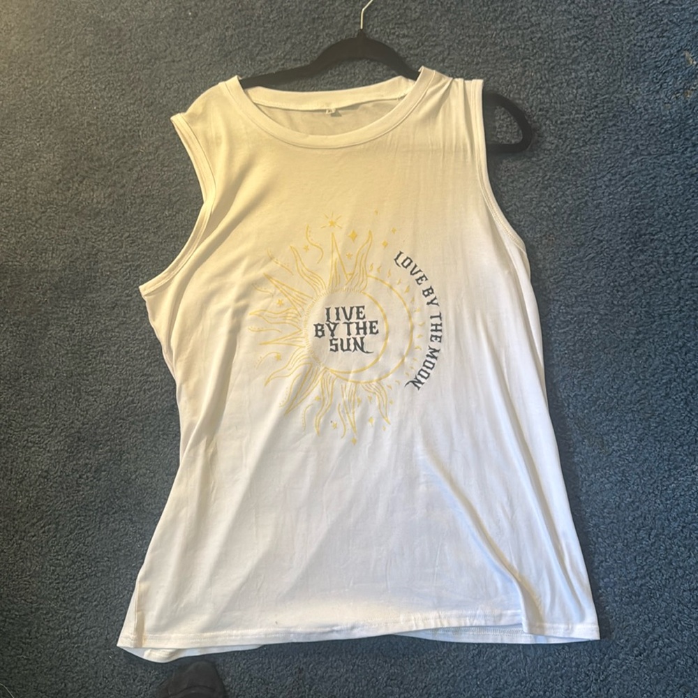“ live by the sun, loved by the moon” graphic print tank top